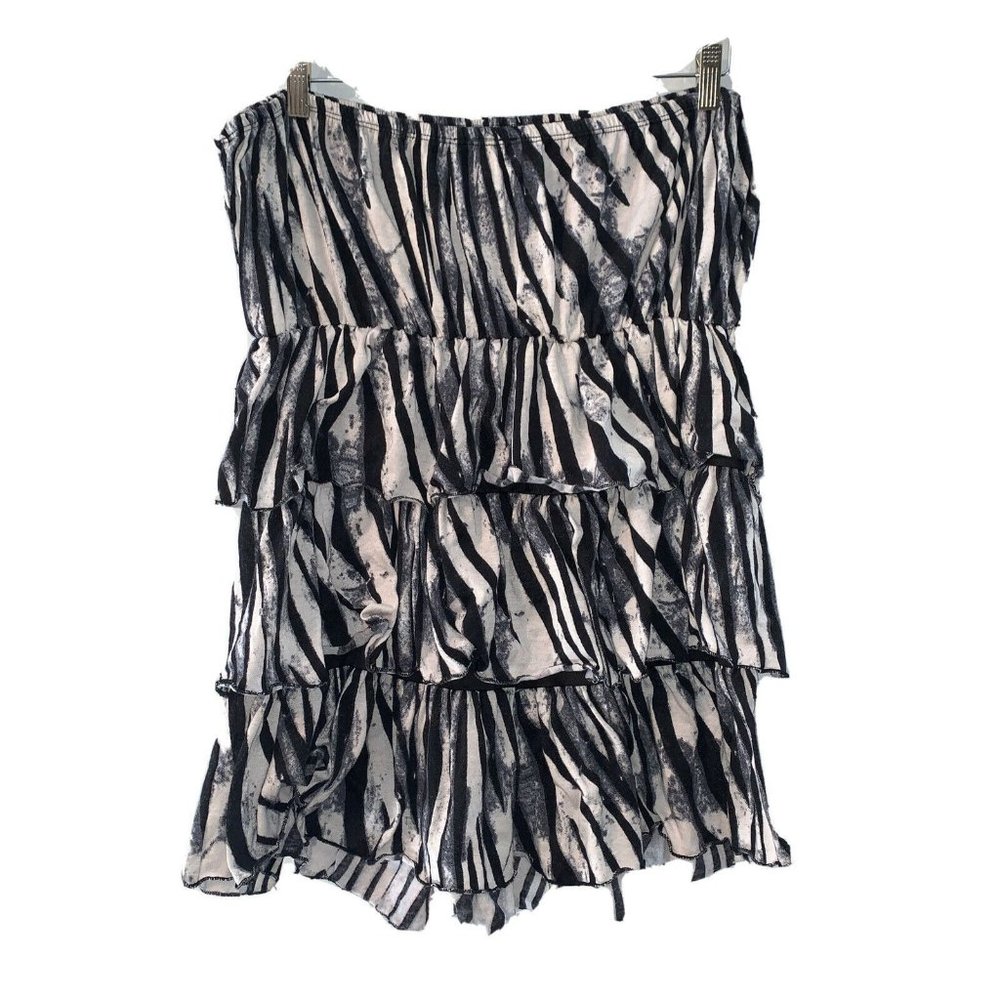 Strapless Zebra Puff Stretchy Mini Peplum Dress Size 2X Grande Caren Sport